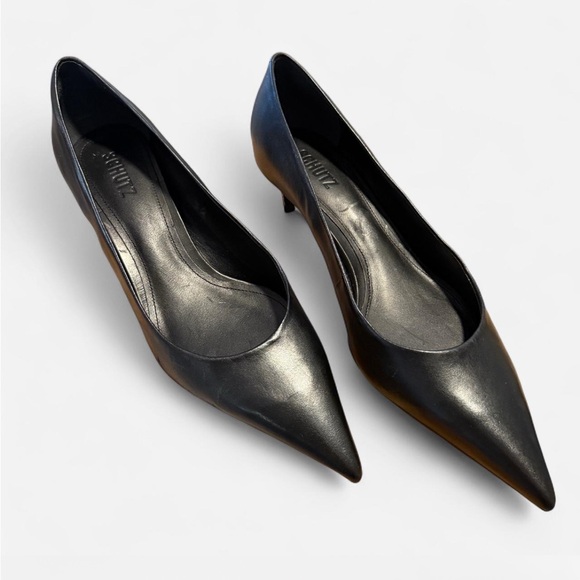 Schutz Lou Lo Leather Kitten Heel Pump Brand New Size 10 Holiday Party Dressy - Picture 2 of 8